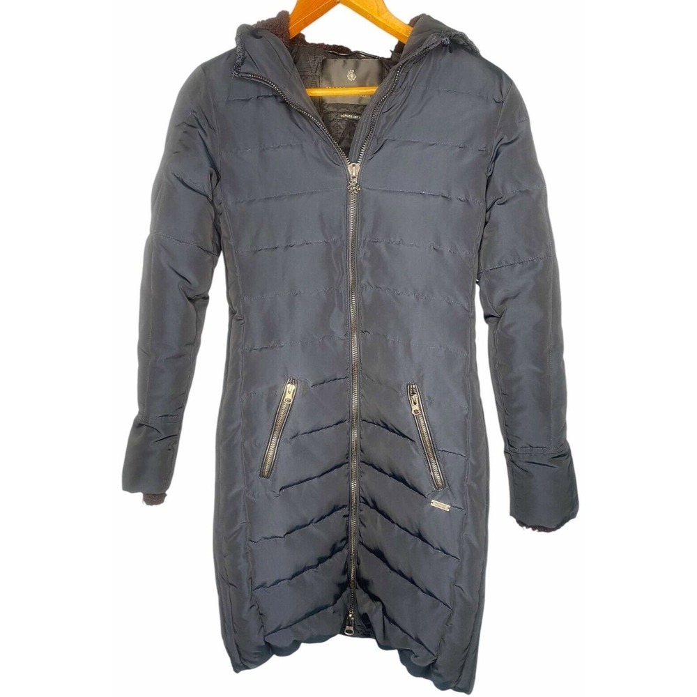 Maison Scotch women's Coat Jacket down padded hood pockets‎ blue lined sized XS